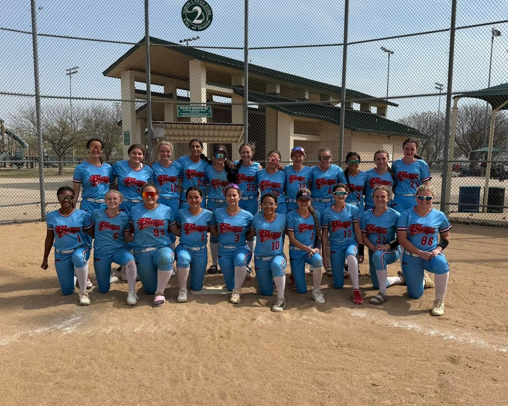 NTX Blaze softball team in the dugout